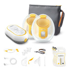 Tragbare elektrische Doppelmilchpumpe Freestyle Mini Hands-Free mit Auffangschalen und wiederaufladbarem Akku