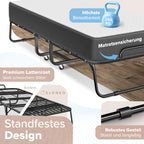 Klappbett 80x200 cm mit Memory-Schaum-Matratze, Gästebett bis 250 kg belastbar, Metallrahmen und Transportrollen inkl. Schutzhülle