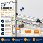 Mobiles Whiteboard Magnettafel 120 x 180 cm mit Ständer und Rollen, doppelseitig drehbar, magnetisch und beschreibbar mit Stifteablage