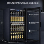 Getränkekühlschrank 86 L freistehend mit 4 verstellbaren Ablagen digitaler Temperaturregelung 1–18 °C LED-Beleuchtung und Frostfrei