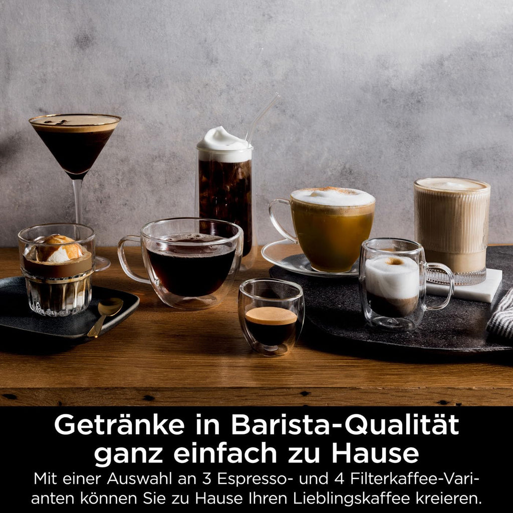3-in-1-Kaffeemaschine mit Mahlwerk und Milchaufschäumer, Espresso-, Cold-Brew- und Filterkaffee, 1,5 L, Silber