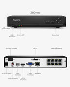 8-Kanal-PoE-NVR Überwachungsrekorder mit 2TB Festplatte, RLN8-410, für bis zu 12 Kameras
