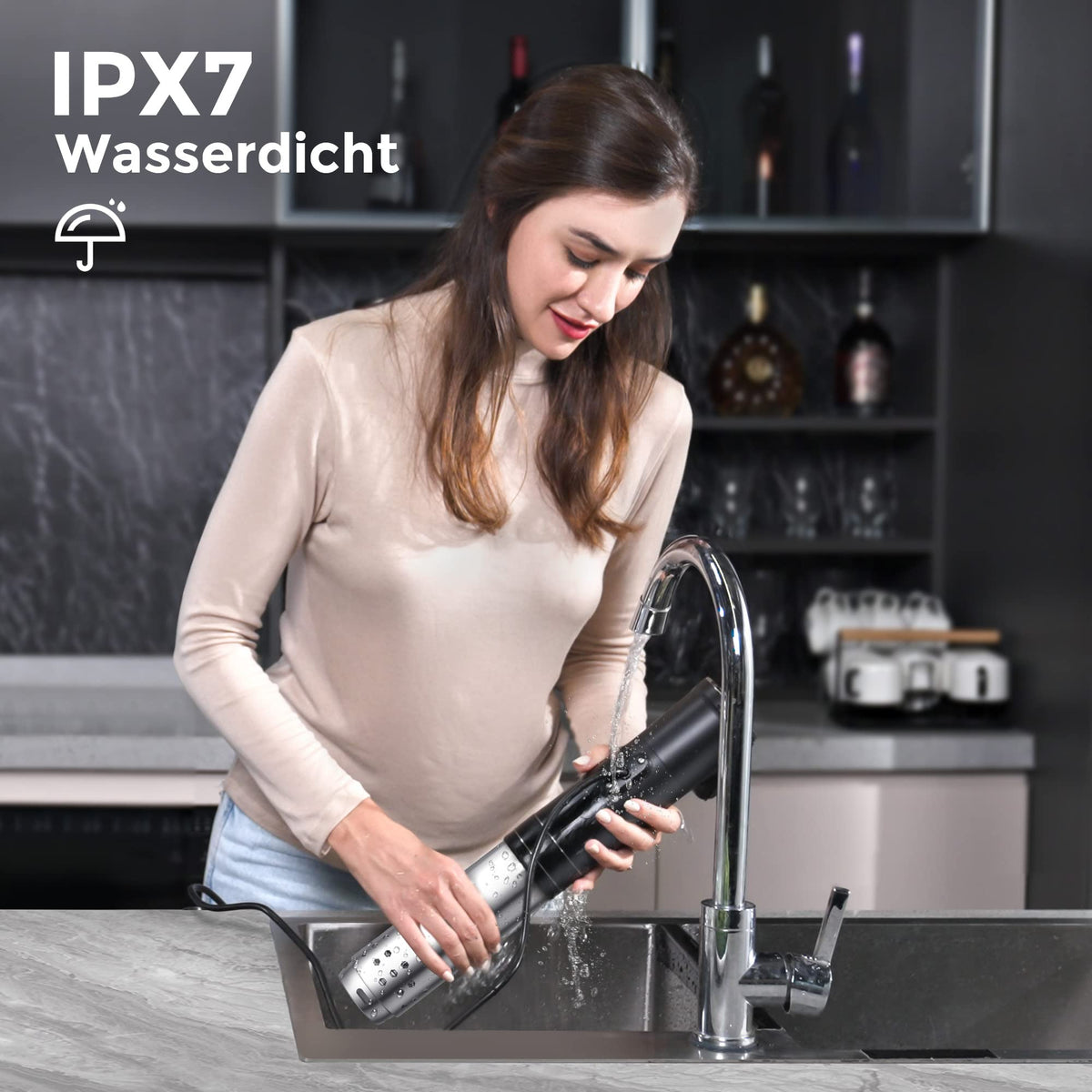 Sous Vide Garer Stick G330 mit WLAN, Präzisionskocher bis 90 °C, IPX7 wasserdicht, 1100 W, TFT-Touchdisplay und Timer