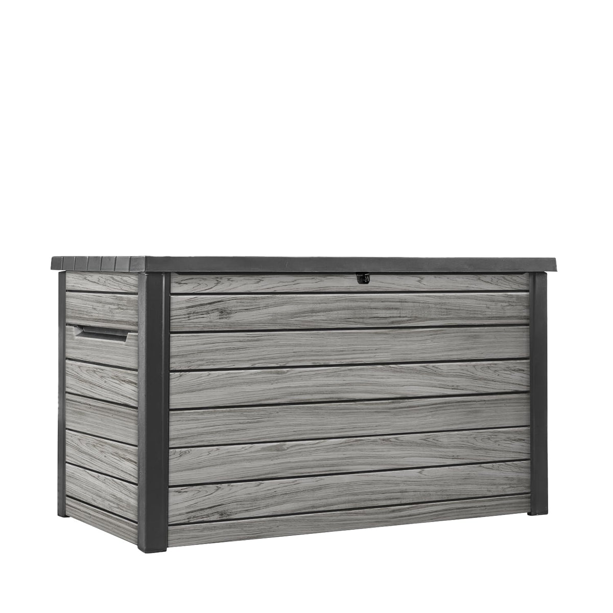 Auflagenbox 870 l aus Kunststoff in Holzoptik mit Belüftung Gasdruckfedern abschließbar 147 x 83 x 86 cm