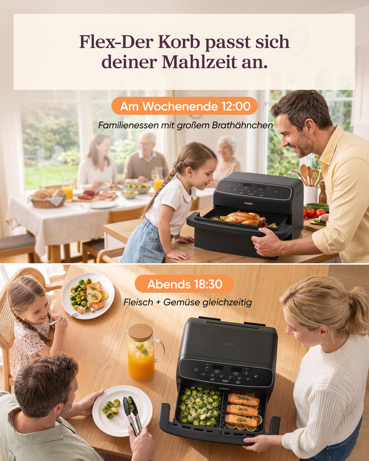 2-Kammer-Heißluftfritteuse Dual Blaze Twinfry Compact TF801 mit 8,6 L, 2200 W und PFAS-freier Keramikbeschichtung