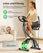 Klappbarer Heimtrainer mit 5-in-1-Training, 16 Magnetwiderstandsstufen und App-Kompatibilität, bis 140 kg