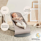 Babywippe Bliss ergonomisch 3,5–13 kg Sandgrau klassische Steppung natürliches Schaukeln 0–2 Jahre Stoff