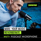 Dynamisches Podcast-Mikrofon MV7+ USB-C XLR mit Mikrofonständer Schwarz für Streaming und Videokonferenzen