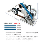 Bandschleifer 550 W mit 3 Schleifbändern 76,2 x 2,5 cm, Körnung 100/180/240, für Metall und Holz, Modell JLD10-8