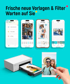 Tragbarer Fotodrucker für Smartphone und PC mit WLAN, 10x15 cm, Farbstoffsublimation, 300 DPI, inkl. 100 Blatt Fotopapier und 3 Patronen