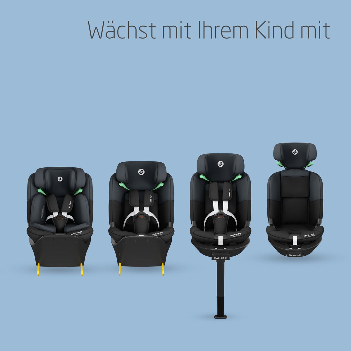 Kindersitz mit ISOFIX und 360°-Drehung, 40–150 cm, rückwärtsgerichtet bis 4 Jahre, Tonal Black