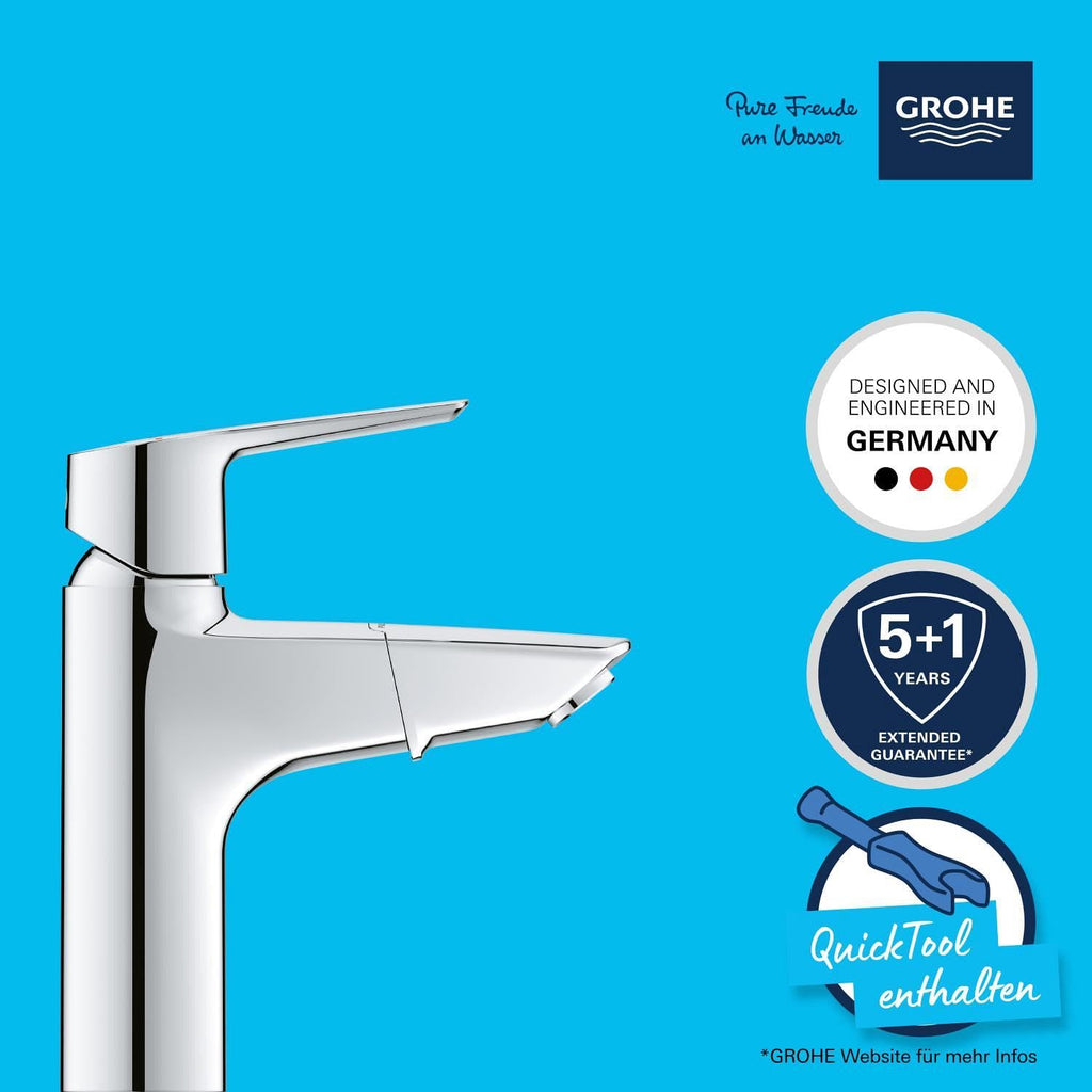 Waschtischarmatur mit herausziehbarem Wasserhahn, wassersparend, mit Pop-Up Ablauf und 3in1 Werkzeug, chrom, 24205003