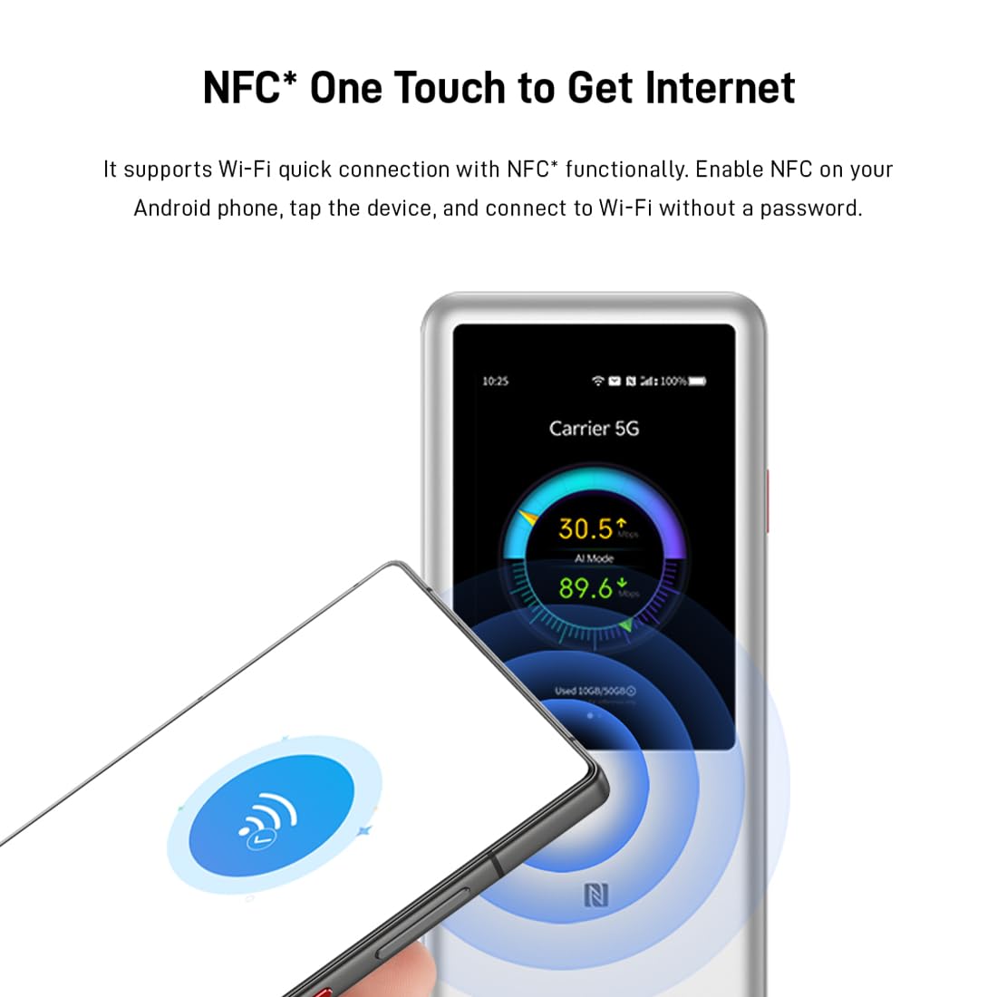 5G Pocket-Router MU5250 mit Wi-Fi 7, 10.000-mAh-Akku und 27-W-Schnellladung, für bis zu 64 Geräte