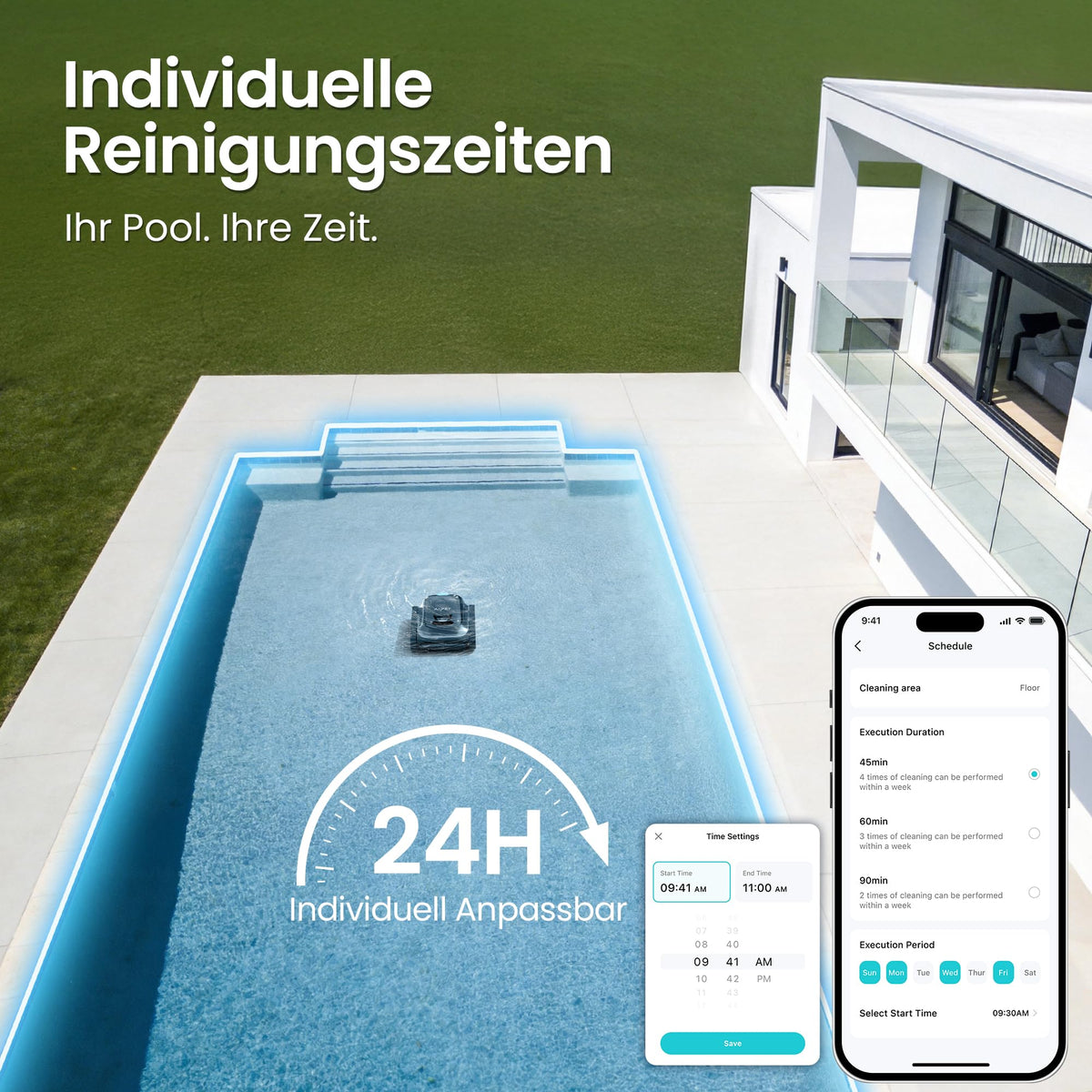 Poolroboter Scuba S1 für Boden, Wand und Wasserlinie mit Doppelfiltration, 270 Min Laufzeit und App-Steuerung