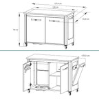 Outdoor-Gartenschrank mit Edelstahl-Arbeitsplatte, 2 Türen und 4 Rollen, 127 x 67 x 90 cm