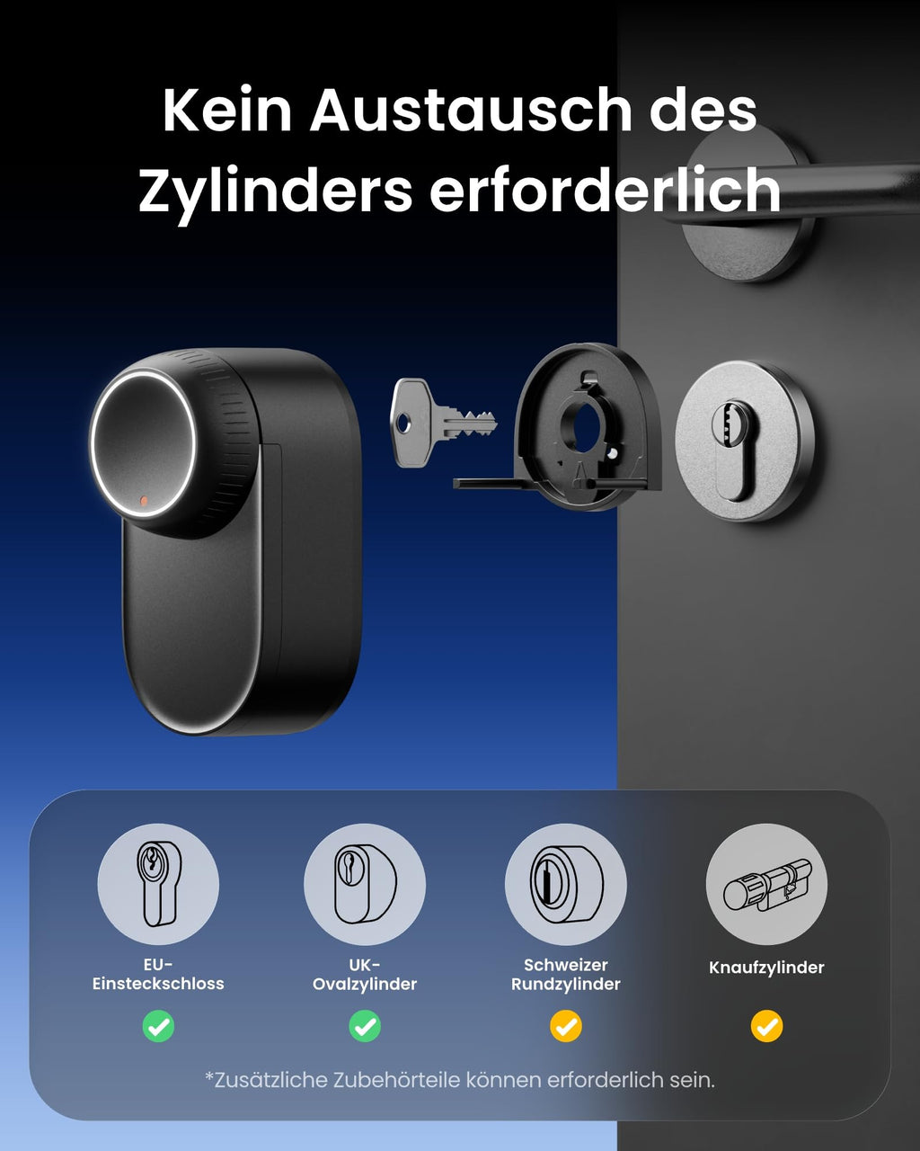 Elektronisches Türschloss zum Nachrüsten 3D-Gesichtserkennung Fingerabdruck ohne Zylindertausch WLAN und Matter