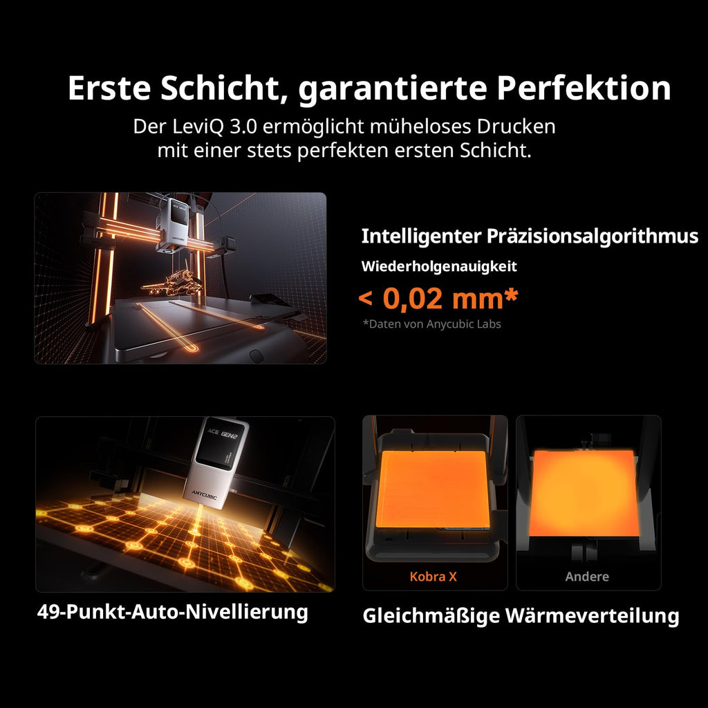 3D-Drucker Kobra X 4-Farbdruck ACE GEN 2 49-Punkt-Auto-Leveling Multi-Filament-Druck für PLA TPU PVA