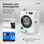 Waschmaschine 7 kg mit Invertermotor und 15 Programmen, max. 1400 U/min, LED-Display und Endzeitvorwahl, Modell WA 7175.1 in Weiß