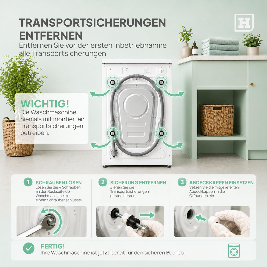 Waschmaschine 8 kg 1400 U/min 15 Programme AquaStop Inverter-Motor LED-Display Steam-Funktion Energieeffizienzklasse A Weiß