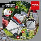Elektro-Gartenhäcksler ILH 3000A mit 3000 Watt, Walzensystem für Äste bis 44 mm, 60-Liter-Fangbox sowie Gartenschere und Schutzbrille