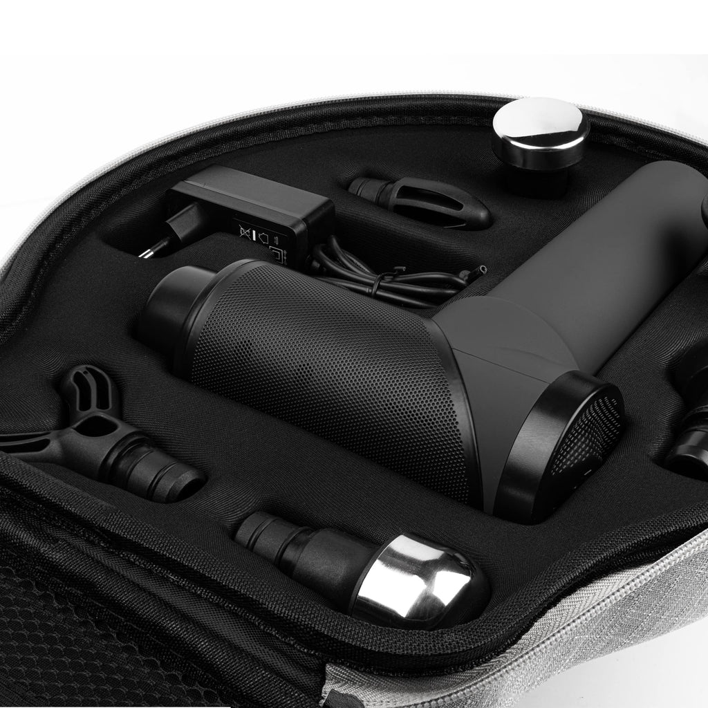 Massagepistole mit App und 7 Aufsätzen inkl. Koffer, 160-W-Motor, 5 Intensitäten, bis zu 360 Min. Laufzeit
