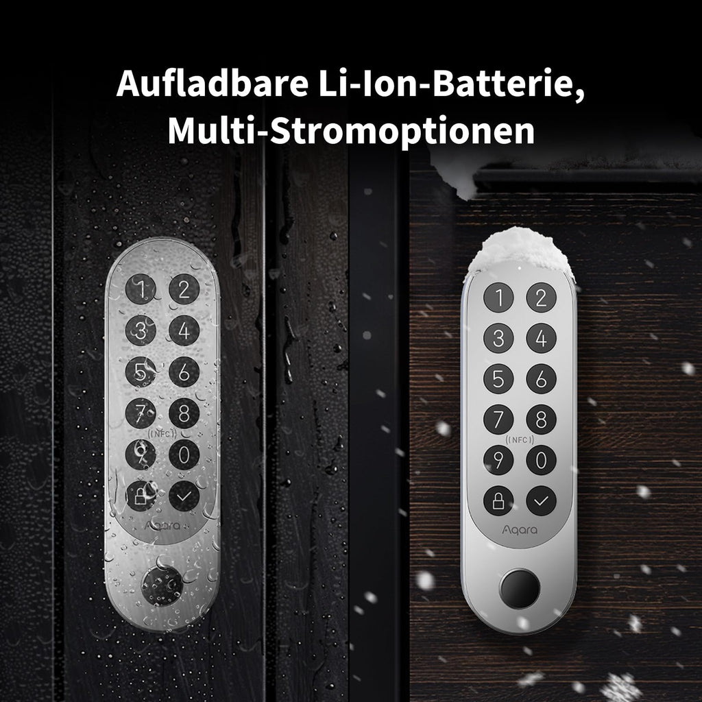 Smart Türschloss U200 Apple Home Key Matter over Thread Fingerabdruck 25 Passwörter NFC Auto-Lock Bluetooth WLAN Schwarz