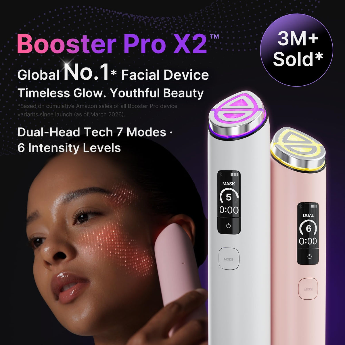 7-in-1 Beauty-Gerät Age-R Booster Pro X2 mit 2X Glow, Poren- und Hautpflege, Dual- & Maskenmodus, Pink