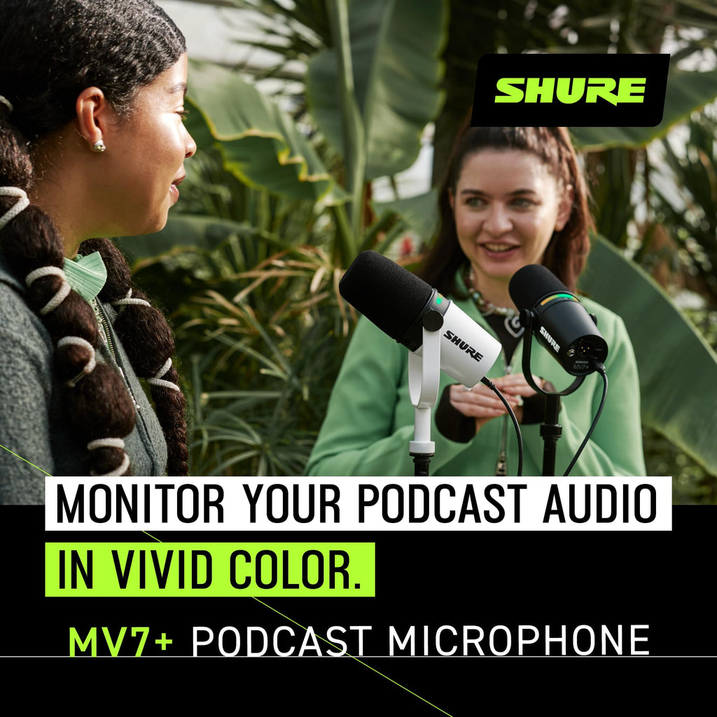Dynamisches Podcast-Mikrofon MV7+ USB-C XLR mit Mikrofonständer Schwarz für Streaming und Videokonferenzen