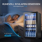 90L Getränkekühlschrank mit Glasfront und digitaler Temperaturregelung, für bis zu 128 Dosen, schwarz