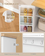 Buffetschrank Küchenschrank mit 3 Glastüren, 3 Schubladen und 6 Ablagen hinter den Türen, 100 cm breit