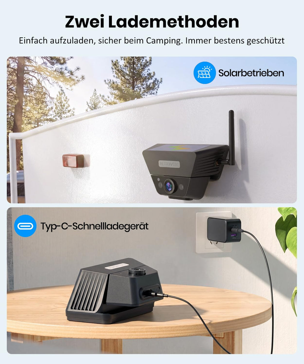 Kabellose Solar-Rückfahrkamera mit KI-Warnungen und 1-Min-Magnetmontage, 7,2"""" 1080P