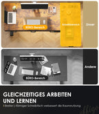 Eckschreibtisch höhenverstellbar elektrisch L-Form 160 x 80 cm mit 4 Schubladen, Steckdose und USB in Braun