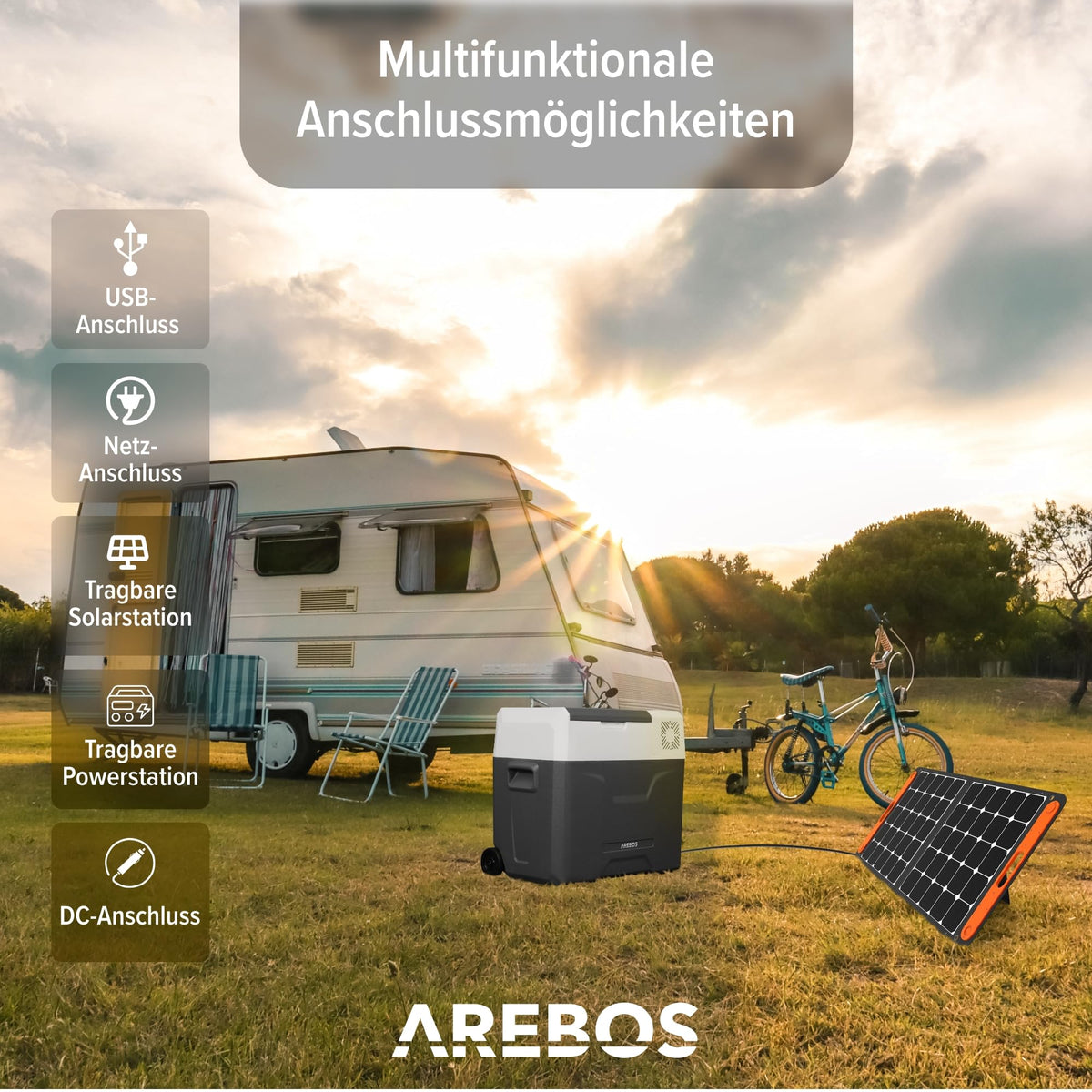 Kompressor-Kühlbox 47 Liter mit Rollen Teleskopstange App-Steuerung LCD-Touchscreen 12/24 V und 230 V Kühl- und Warmfunktion