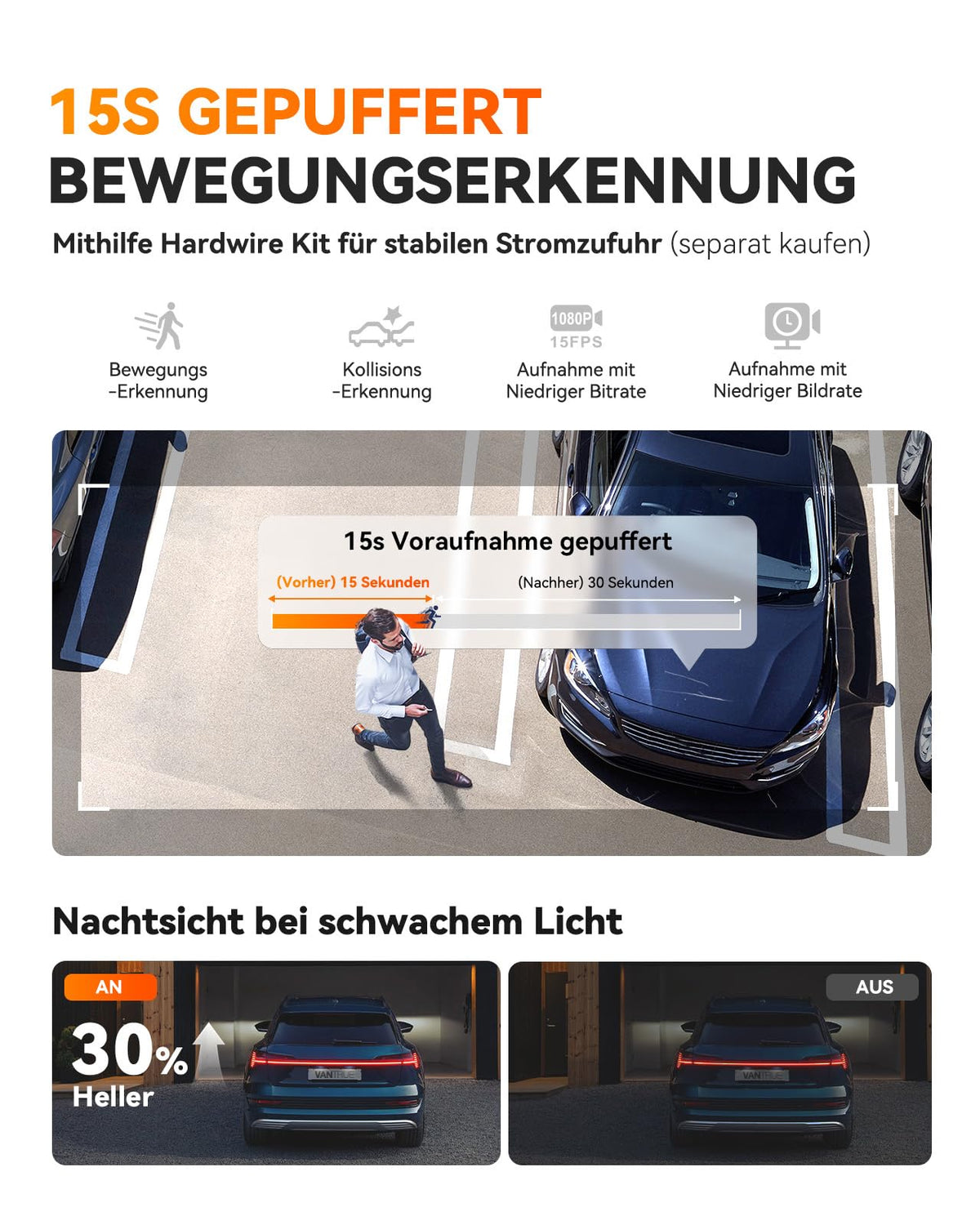 4K HDR Dashcam Auto vorne mit CPL, STARVIS 2 Mini Dash Cam, 158° Weitwinkel, WLAN und GPS