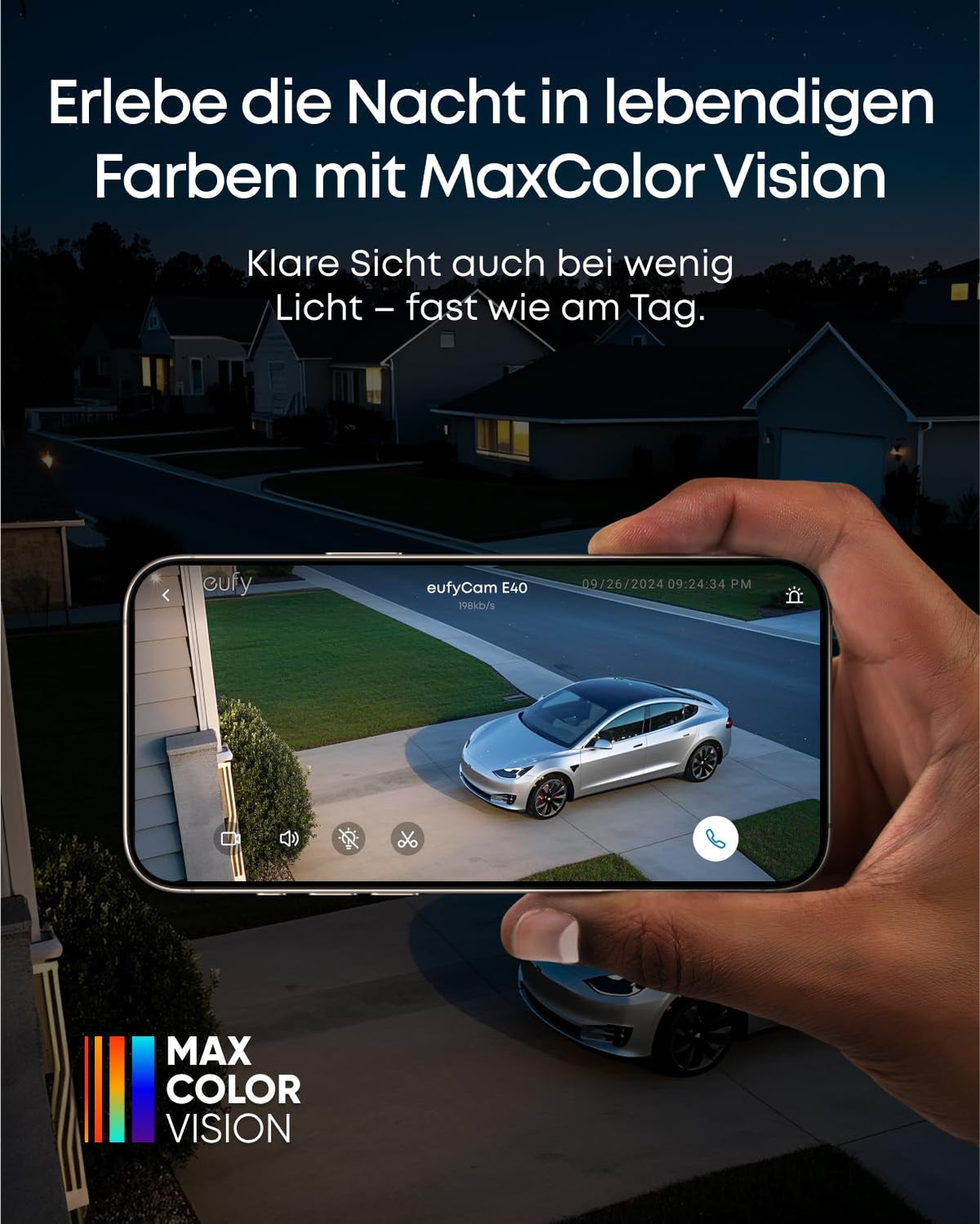 Überwachungskamera-Set E40 mit 3 Kameras und HomeBase 2 2K QHD MaxColor Nachtsicht SolarPlus 2.0 PIR-Sensor für außen