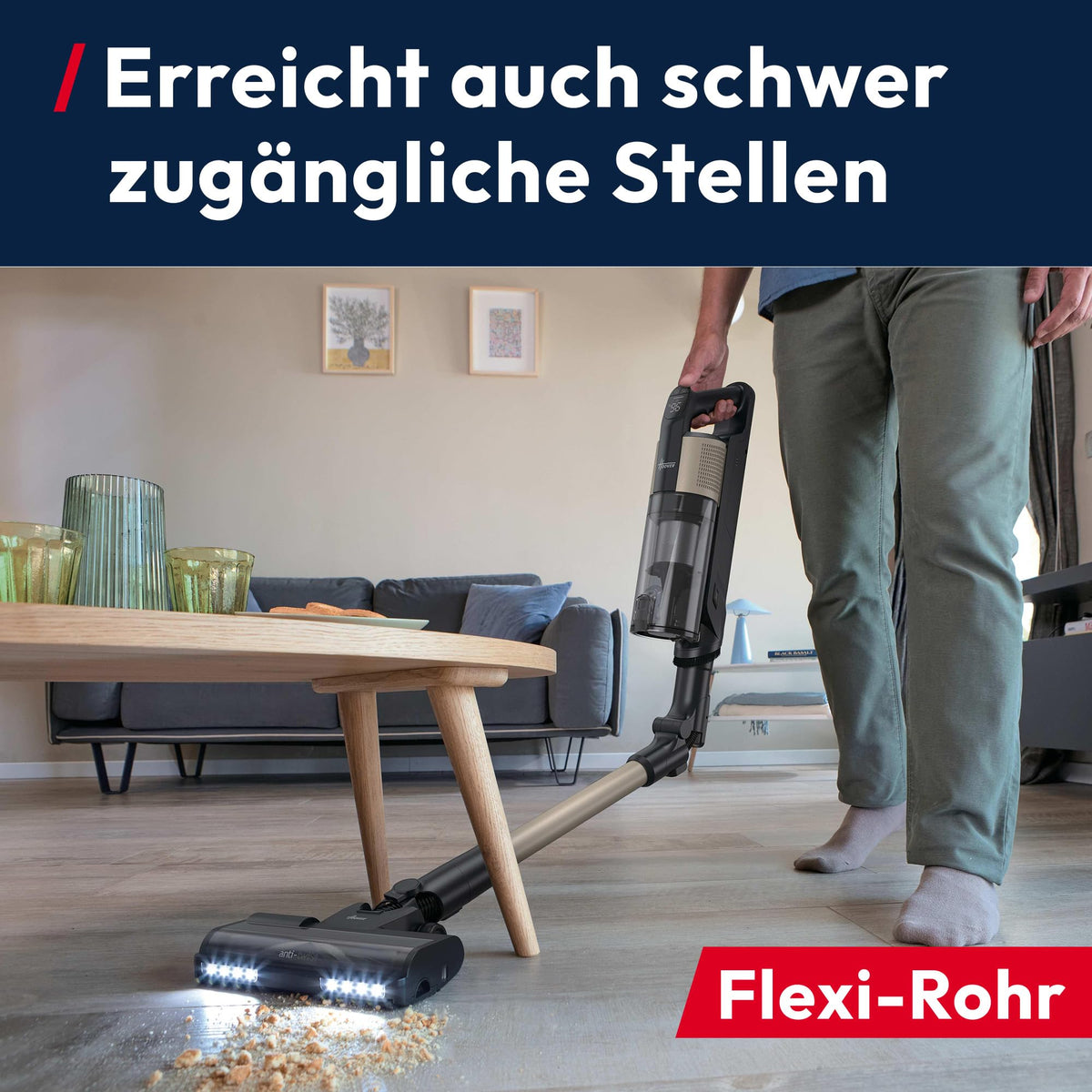 Kabelloser Akku-Staubsauger HF3 CORE Pet mit Tierhaardüse, 60 Min Laufzeit und 300 W