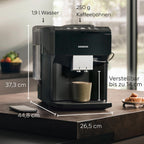 Kaffeevollautomat EQ500 classic mit farbigem TFT-Display und Doppeltassenfunktion, für 5 Kaffee- und Milchgetränke, inkl. Milchschlauch und BRITA