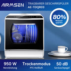 Tischgeschirrspüler mit 5+1 Programmen, 5-L-Wassertank und 360°-Reinigung, 45,8 cm breit