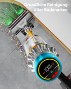 Akku Staubsauger kabellos mit 55 kPa Saugkraft, 650 W Bürstenlosmotor und 70 Minuten Laufzeit, 1,8 L Staubbehälter