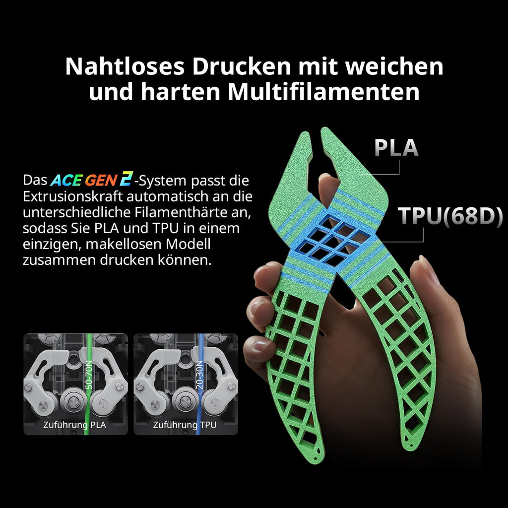 3D-Drucker Kobra X 4-Farbdruck ACE GEN 2 49-Punkt-Auto-Leveling Multi-Filament-Druck für PLA TPU PVA