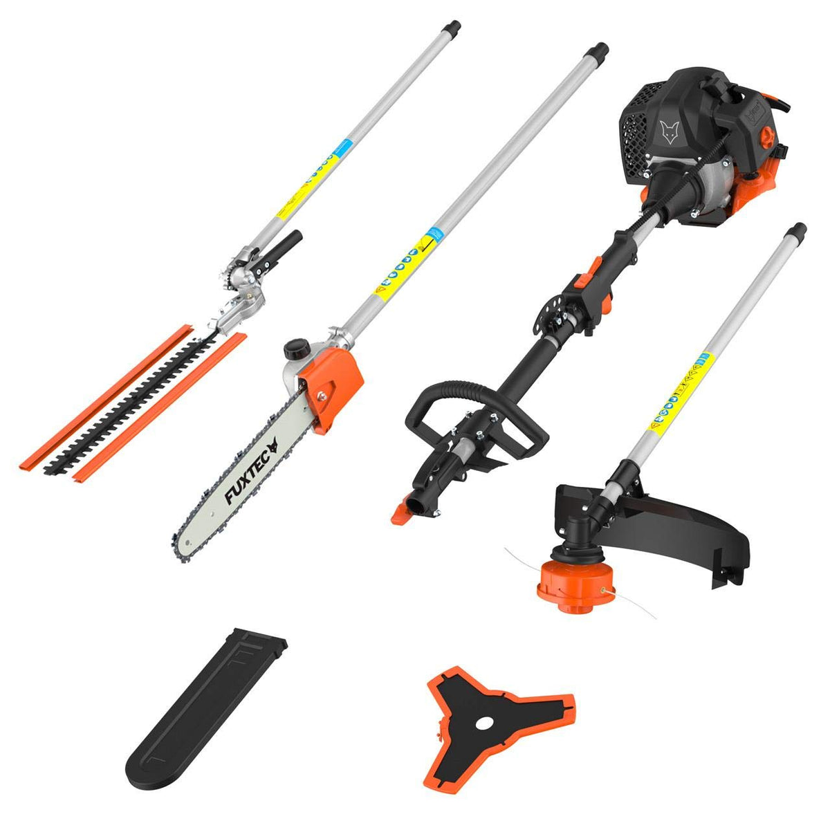 Benzin-Motorsense 4in1 Multitool 52 ccm 3 PS Kombigerät mit Fadenkopf, Langastschneider und Heckenschere