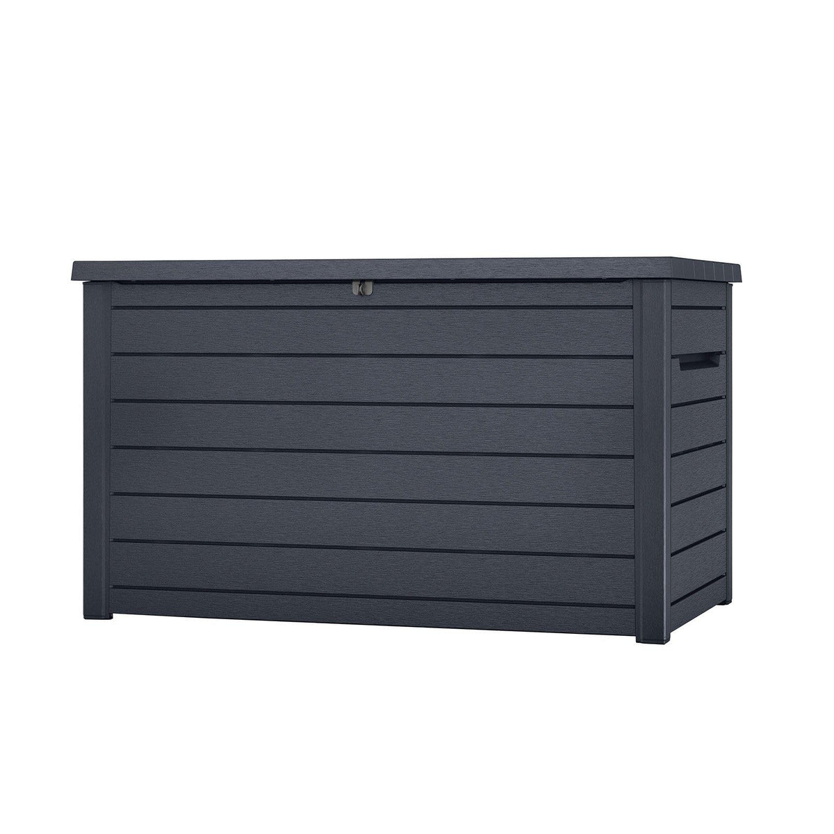 Auflagenbox 870 L in Holzoptik, abschließbar und wasserdicht mit Belüftung, Deckel bis 50 kg belastbar