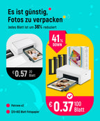 Tragbarer Fotodrucker für Smartphone und PC mit WLAN, 10x15 cm, Farbstoffsublimation, 300 DPI, inkl. 100 Blatt Fotopapier und 3 Patronen