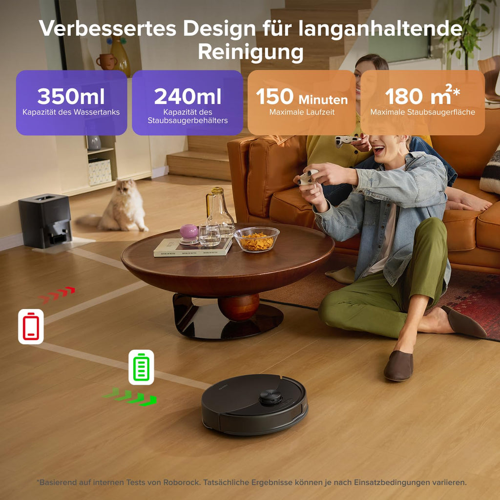 Saugroboter mit Wischfunktion Q10 S5+ Set, 10.000 Pa Saugkraft und selbstentleerender Station
