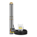 Edelstahl-Tiefbrunnenpumpe mit Schmutzsieb, 6000 l/h, 550 W, 5,8 bar, 58 m Hubhöhe, 10 cm Durchmesser