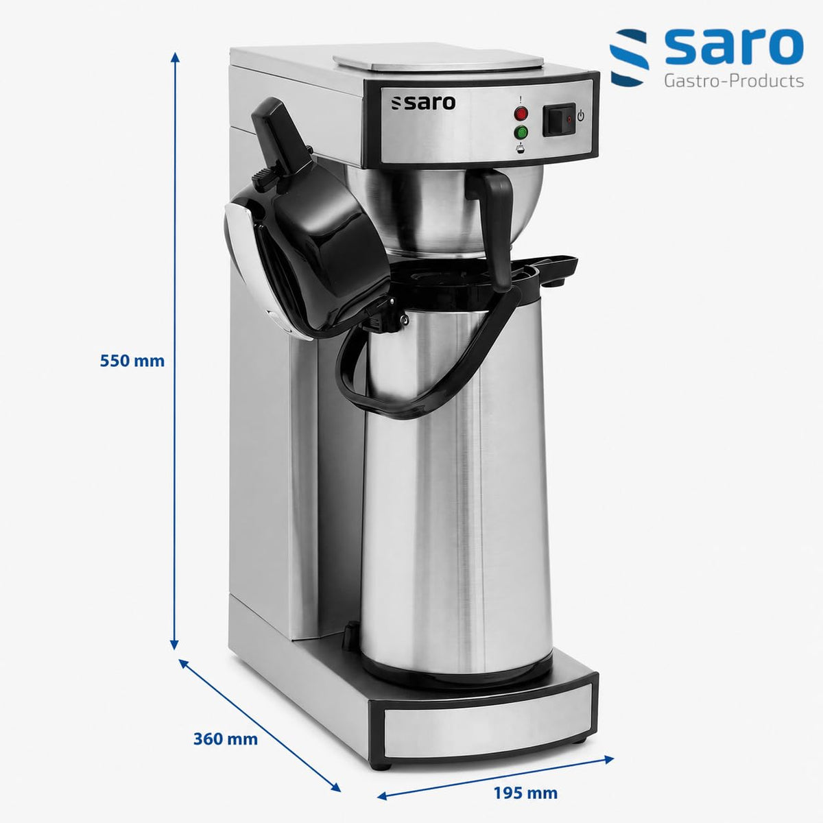 Kaffeemaschine mit Edelstahl-Isolierkanne 2,2 L, Modell THERMO 24, 2,069 kW, Brühzeit 5–6 Min, Trockenlaufschutz