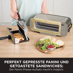 3-in-1 Toaster und Elektrogrill mit Deckel, 7 Kochfunktionen, für Toast, Bagel, Panini und Sandwiches, Stone Gold
