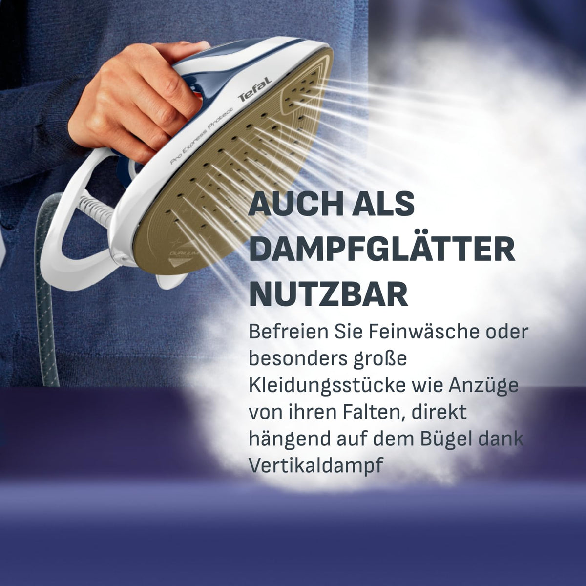 Dampfbügelstation mit 7,6 Bar Dampfdruck, 2200 Watt, 140 g/min Dampfleistung und 550 g/min Dampfstoß, abnehmbarer Wassertank
