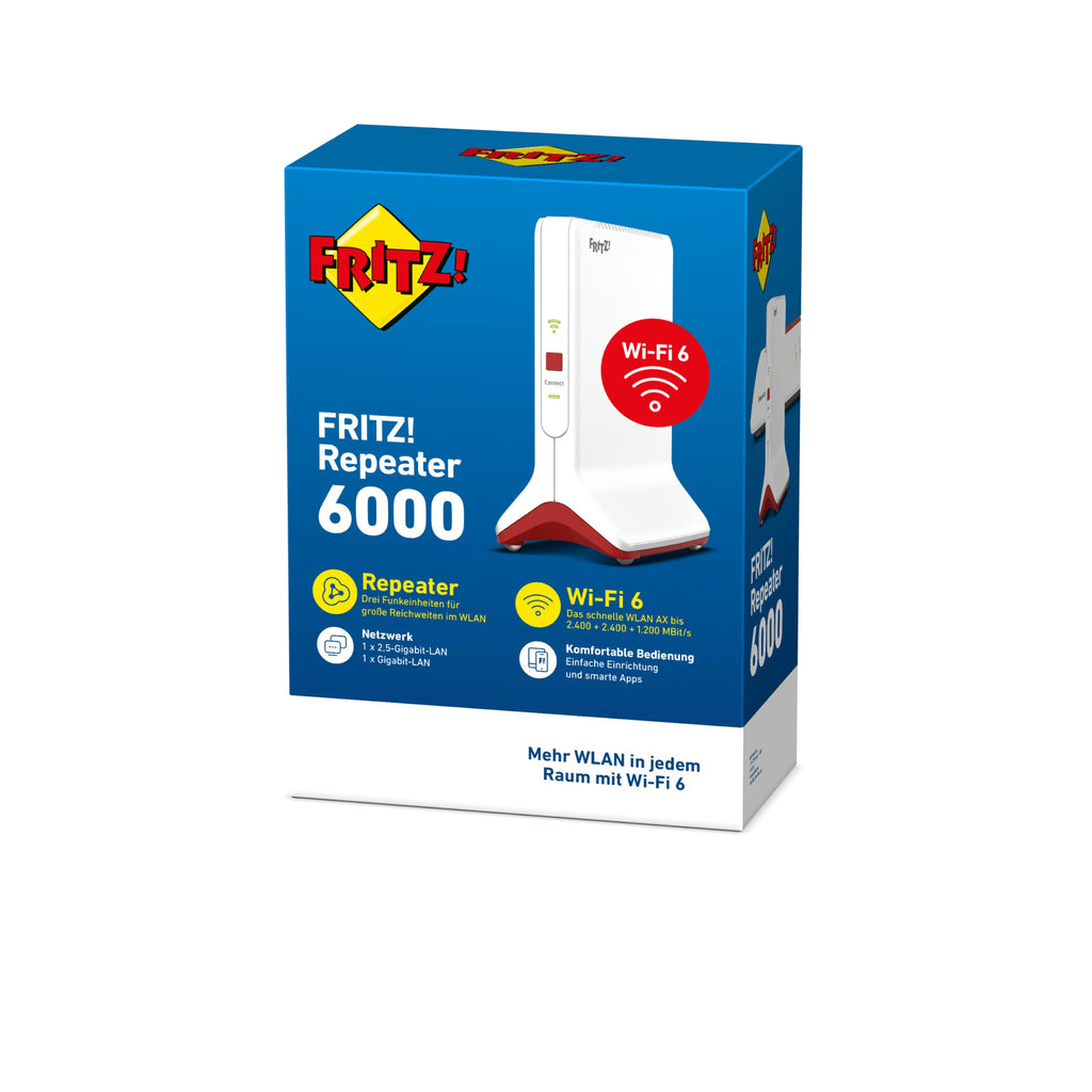 WLAN Repeater Repeater 6000 Mesh Wi-Fi 6 bis 6000 MBit/s Dualband mit Gigabit-LAN und Netzteil