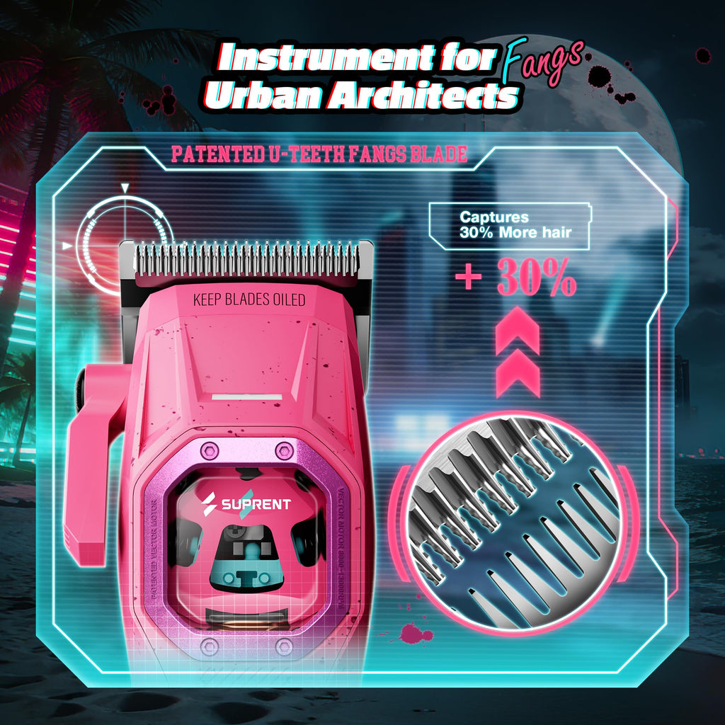Professionelle Haarschneidemaschine HC976 mit 13.000 U/min Vector-Motor und KI-Geschwindigkeitssteuerung, in Rosa